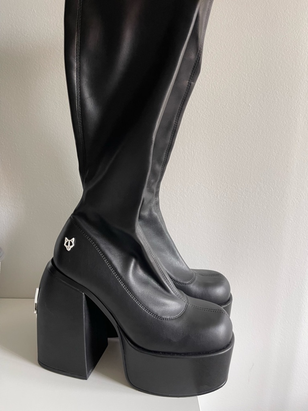 Naked Wolfe Black Knee-High Platform Boots